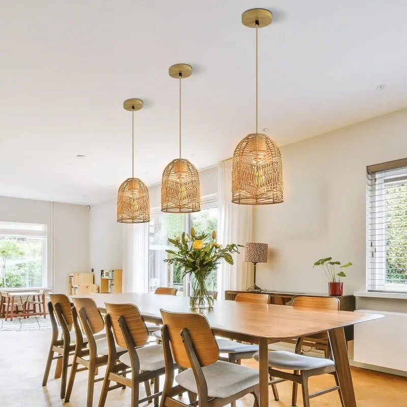 Creative Homestay Retro Southeast Asian Straw Chandelier Hotel Restaurant Personalized Study Tea Room Rattan Art Lamp