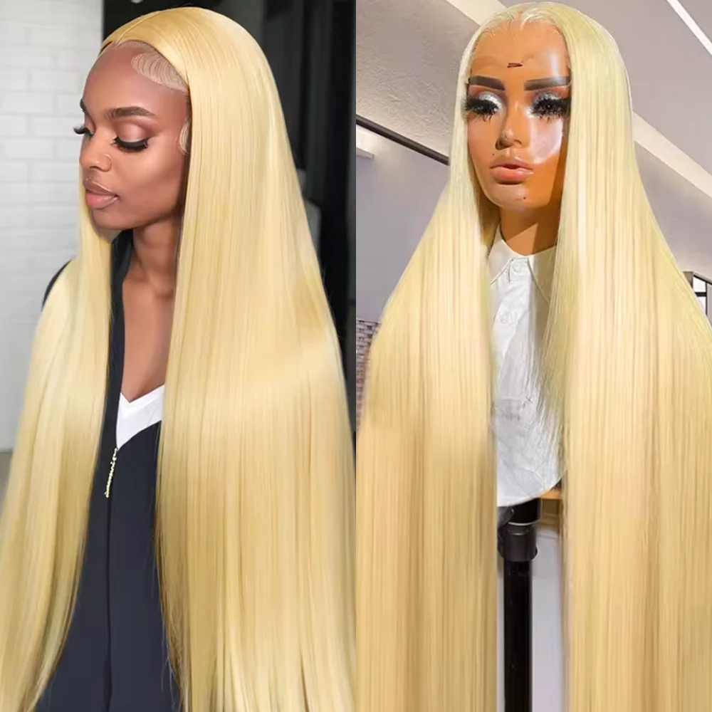 

613 18-46 Inches Lace Front Human Hair 200 Density 613 Blonde Straight 13x4 13x6 Lace Front Wig Human Pre Plucked Wig For Women