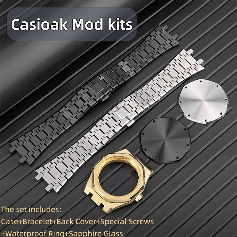 For Casioak mod kit GA-2100 Titanium Alloy GA2110 royal oak 316L case bezel stainless steel watch band bracelet sapphire glass