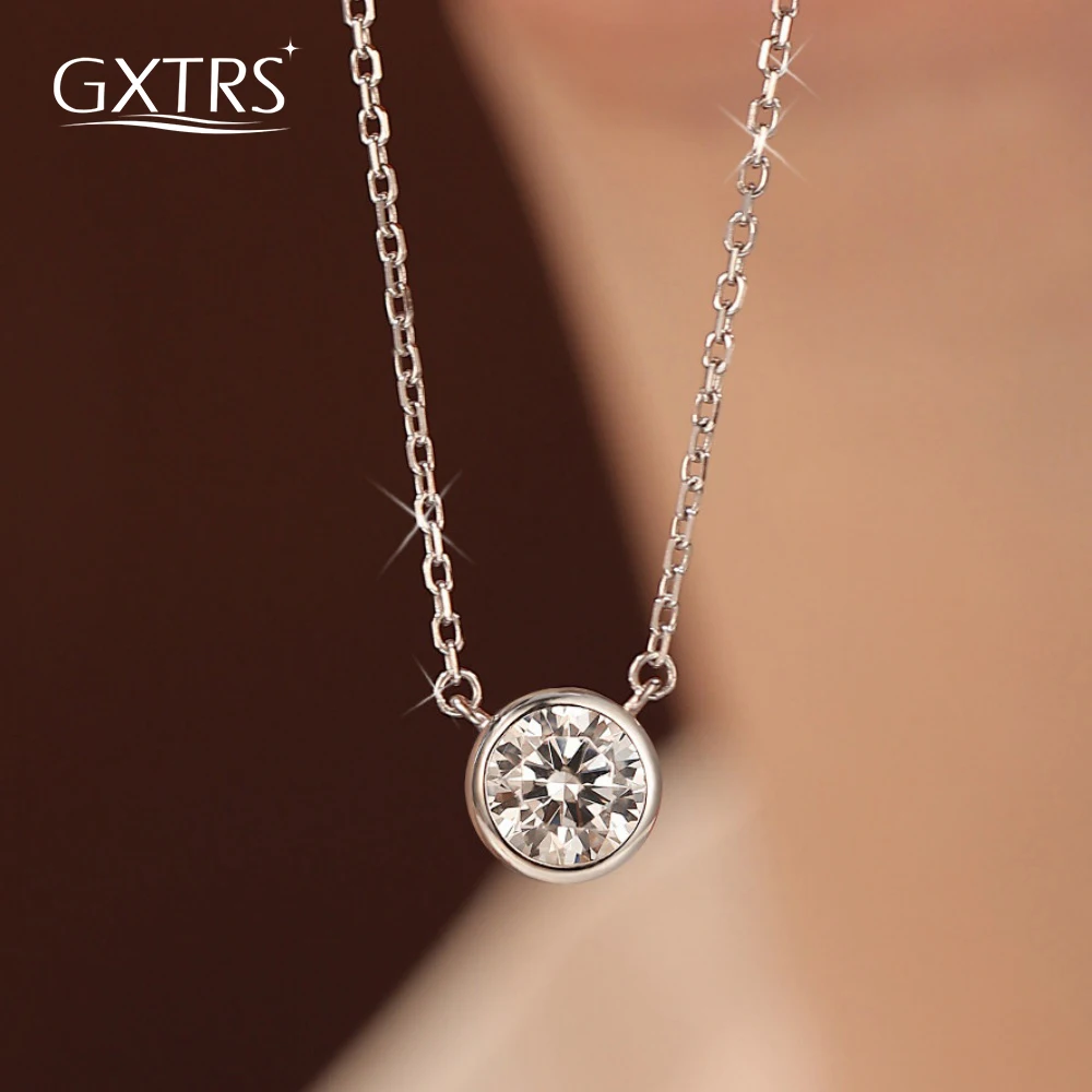 

GXTRS 0.5/1CT Real Moissanite Jewelry Sets For Women S925 Silver Necklaces Earrings Round Lab Diamond Fine Jewelry Wedding Gifts