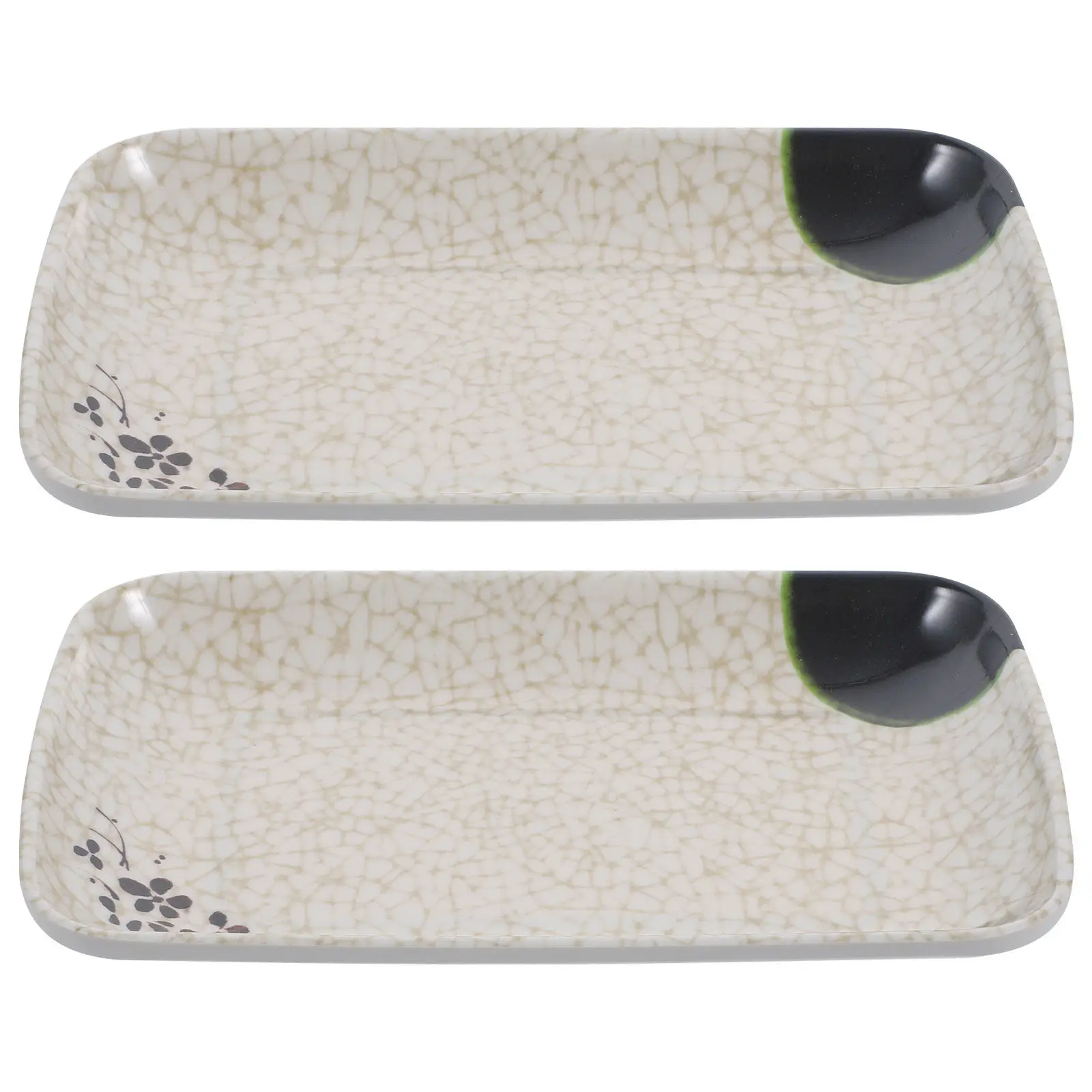 2Pcs Dessert Snack Plate Japanese Style Rectangular Sushi Dish for Mustard Soy Sauce Dipping Sashimi Home Dining Room Multi