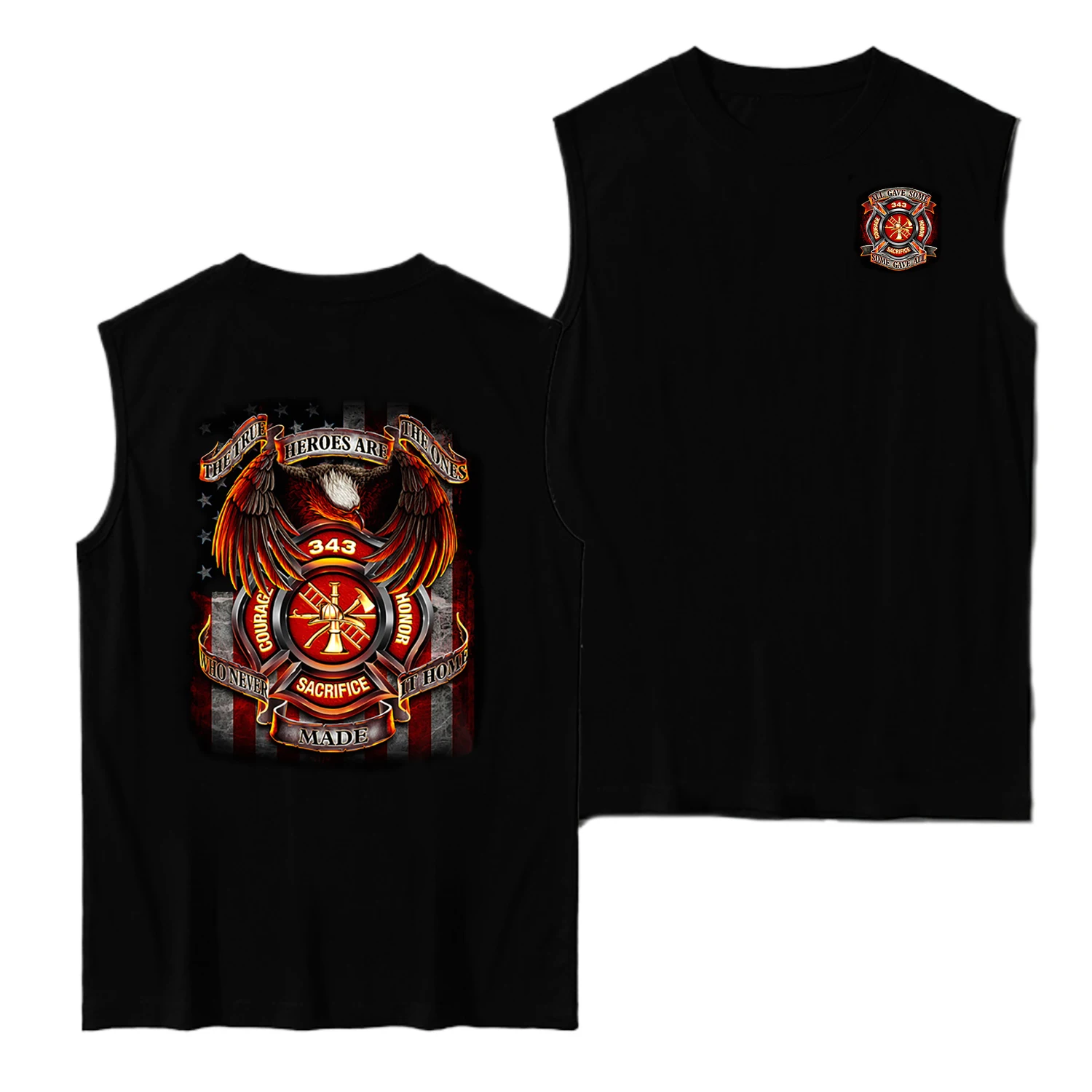 

American Fire Dept Fire Rescue Never Forget 343 Пожарная майка из 100% хлопка с круглым вырезом Летний повседневный мужской жилет без рукавов