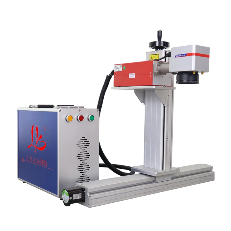 LY New MAX Raycus 50W 100W 200W Fiber Laser Marking Machine With Sliding Rail and Rotation Axis Jewelry Engraving Metal Air Cool