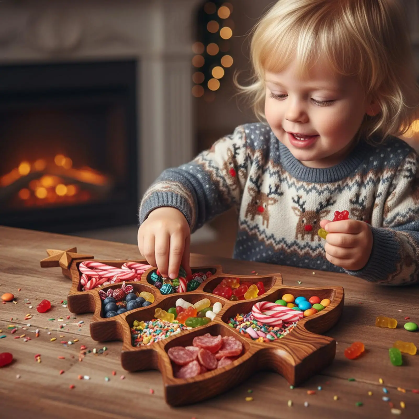 طبق تقديم عيد الميلاد أدوات تقديم ريفية ديكور المنزل طبق تقديم شجرة عيد الميلاد لوح الجبن للحفلات والوجبات الخفيفة والحلوى #6