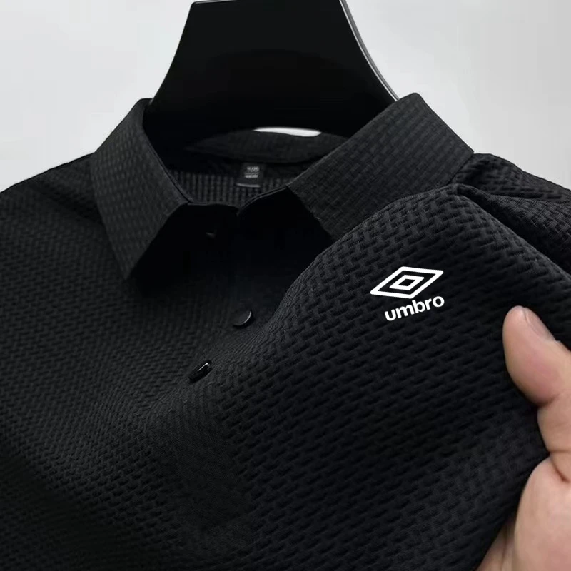 umbro Men's High-quality New 2025 Short Sleeved T-shirt Cool and Breathable POLO Shirt Business Casual, Sweat Absorbing