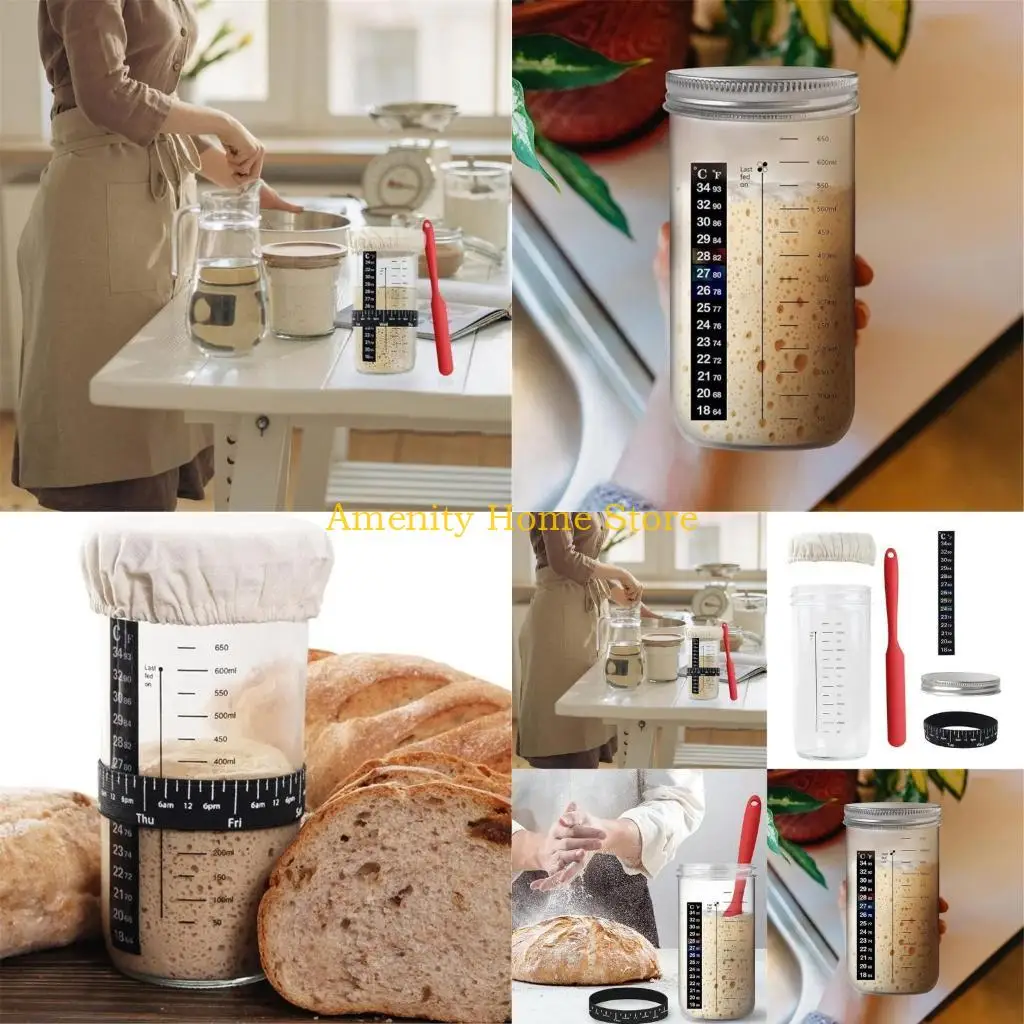 

F26C Wide Mouth Starter Dough Pots Bread Baking Supplies Kitchen Baking Accessories