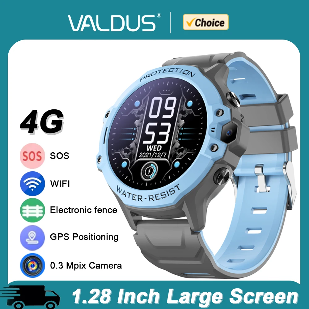 VALDUS VK55 Kids Watch SOS Call GPS 0.3 Mpix Camera SIM Card Children 4G Europe Asia 2026 New Version Smartwatch Boys Grils Gift