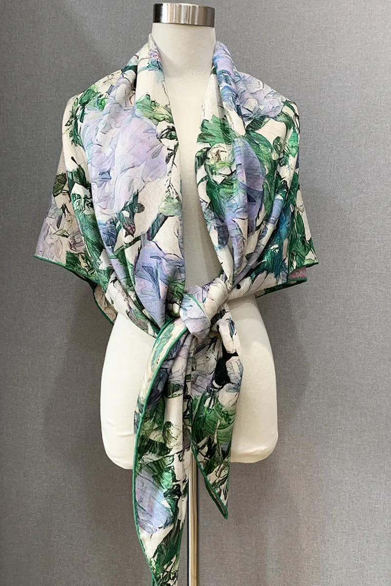 Luxury Designer 135CM Scarf AB Faced Print Shawls Warm Soft Pashmina Wrap Stole Scarves Oversized Hand Rolled Edges Bandanas