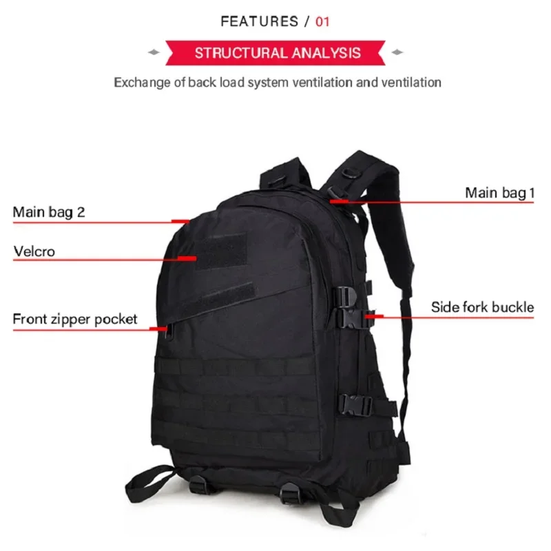 Imagem -05 - Grande Capacidade Esportes ao ar Livre Mochila Camuflagem Primeiros Socorros Kits Impermeável e Resistente ao Desgaste 40l