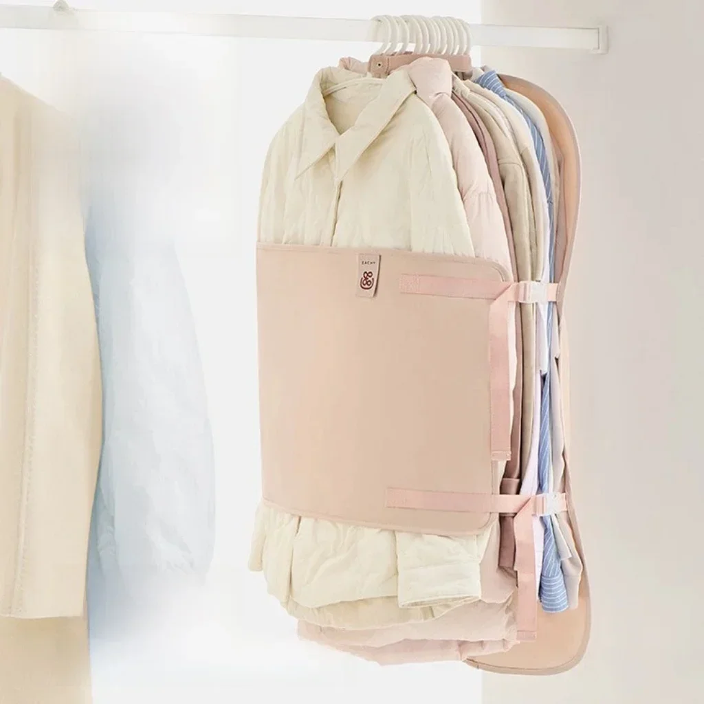 1pc Wardrobe Organizer Down Jacket Compressed Dust Cover Clothes Compression Hanging Bag Household Visible Clothes Storage Bag 