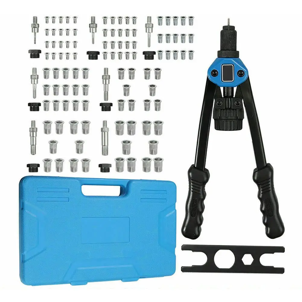 

110PCS manual rivet nut set, two handed nut set, manual rivet tool set, DIY rivet nut M3 M4、M5、M6*20pcs M8、M10、M12*10pcs
