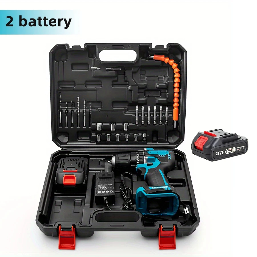 HILDA 23+1 Torque Screwdriver 21V Multi Functional Electric Impact Drill Cordless with 2 Batteries and Charger Power Tools