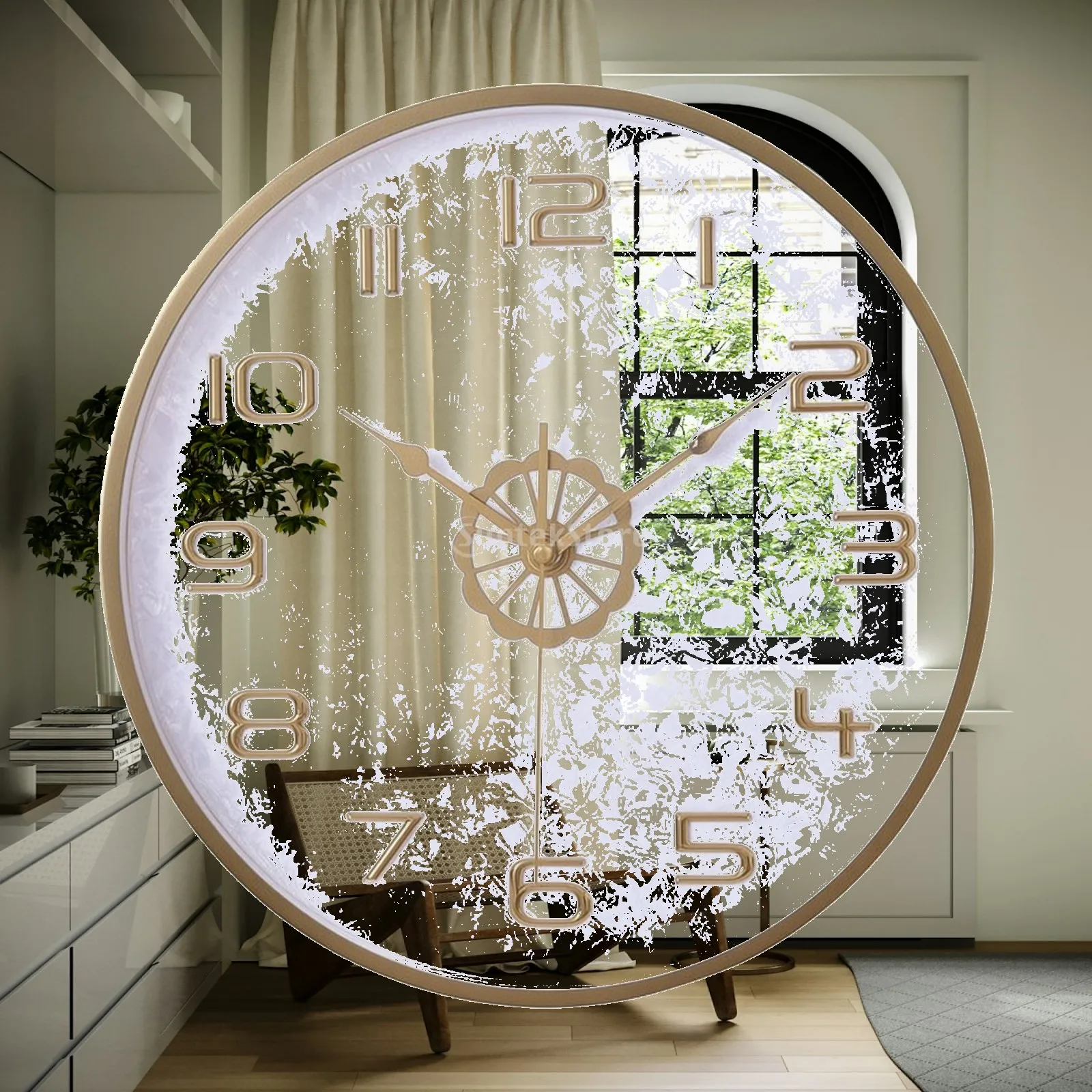 Radio Controlled Analog Wall Clock 35cm Metal Paint Frame for Home Office Modern Room