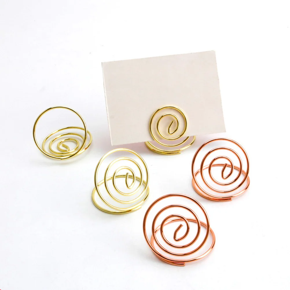 24 Pcs Desktop Note Holder Photo Heart Shape Clips Table Number Holders Folder Golden