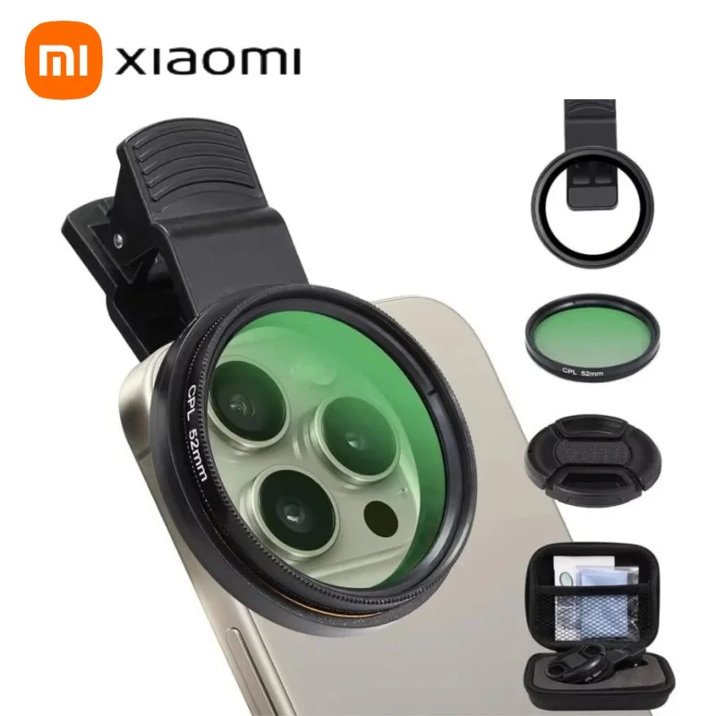 Xiaomi 52mm Zirkular Polarisierfilter Kit Clip-on CPL Weitwinkel Micro HD Kameraobjektiv Farbig Für iPhone Android Universal Neu