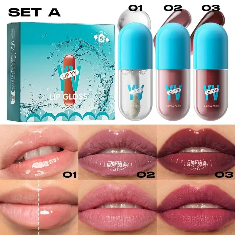 Q1FB getinte lipgloss lipvlek, spiegel hydraterende vloeibare lippenstift, hydraterende getinte lippenbalsem, glanzende lipmake
