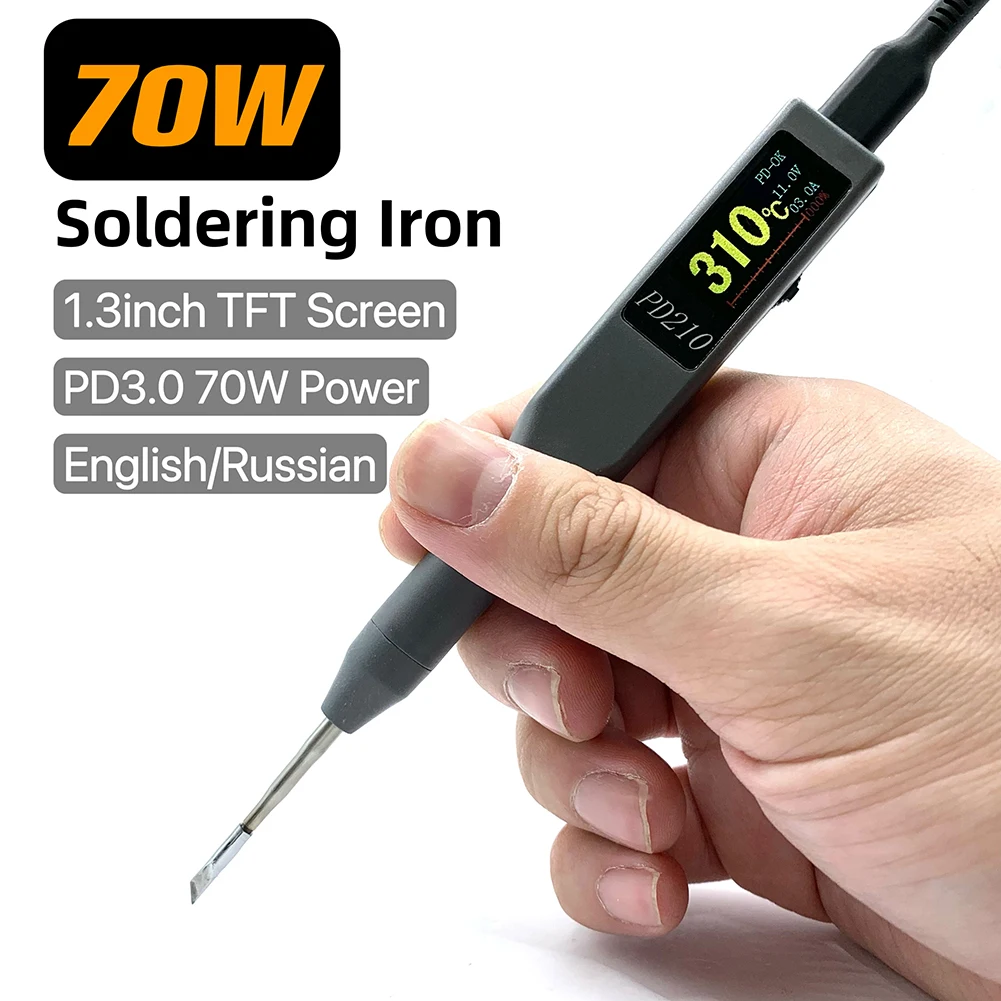 

70w Intelligent Soldering Pen Mini Soldering Iron Temperature Adjustable Pd210 For Electronic Diy/welding/electrical Maintenance