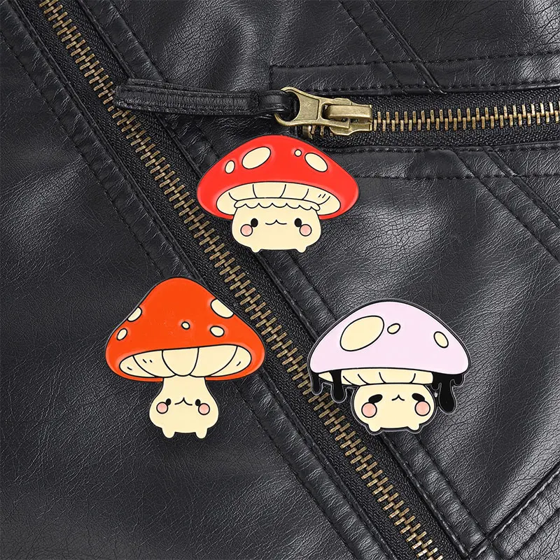 Lace Edge Pink Purple Toxic Mushroom Pin Sweet Creepy Vibe for Quirky Collectors and Witchy Aesthetic Everyday Bag Decoration