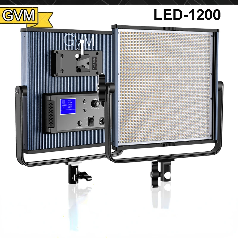 

GVM LED-1200 65W Powerful Bi-color 3200 To 5600K Video Panel Light 1/2/3-Light Kit With Stands