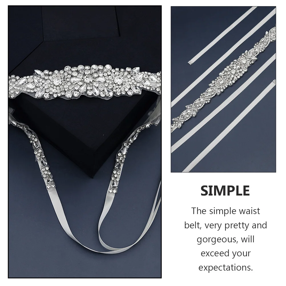 

1pc Rhinestone Waist Belt Silver Bridal Wedding Girdle Decorative Clothing Ornament Exquisite Bride Accessories