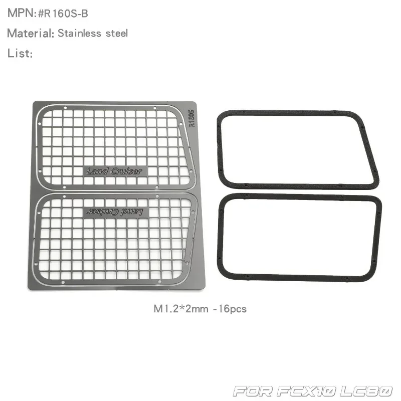 1/10 Stainless Steel Mesh Protection Window Net Metal Decoration Rotatable for FCX10 LC80 Upgrade Option Parts