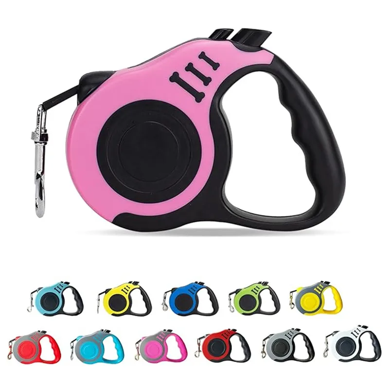 Retractable Dog Leash, 3m/5m Extendable Walking Lead For Small & Large Dogs With One-Button Brake & Lock, Strong Nylon Tape