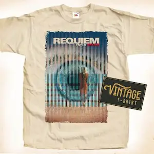 Requiem For A Dream V2 T shirt Tee Natural Vintage Cotton Movie Poster Beige All Sizes