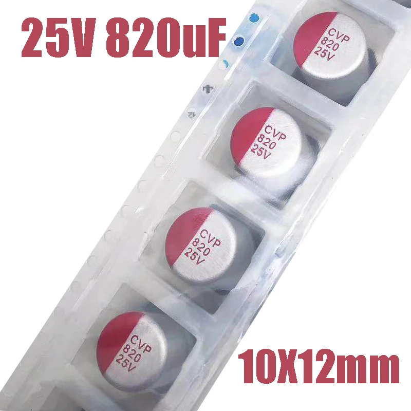 Capacitor de Estado Sólido SMD 25V820UF 10X12mm 820uf 25V CVP 820 25V