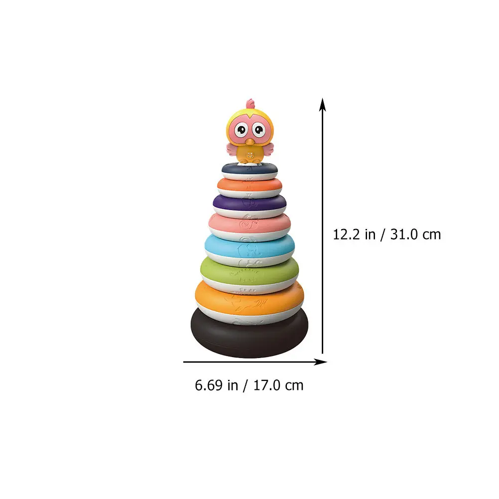 1 set di anelli arcobaleno impilabili, giocattolo educativo in plastica premium per bambini, design colorato e brillante, sviluppa la coordinazione occhio-mano