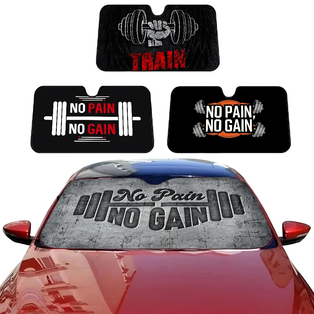 

No Pain No Gain GYM Anime Windshield Sun Shade For Car SUV Truck Front Window Sun Shade Accessory Visor Protector Shield Cover