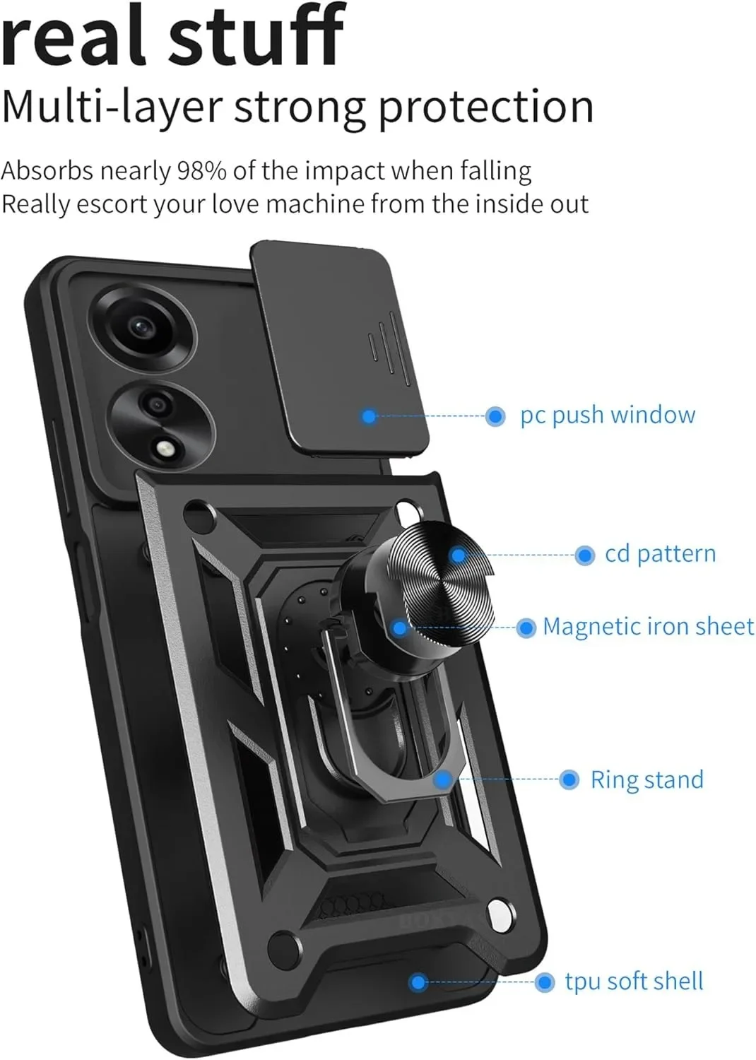 Military Armor Case For OPPO A60 A79 A80 5G A40 A40M A3 Pro Cover Lens Protection Ring Stand Holder Coque Fundas
