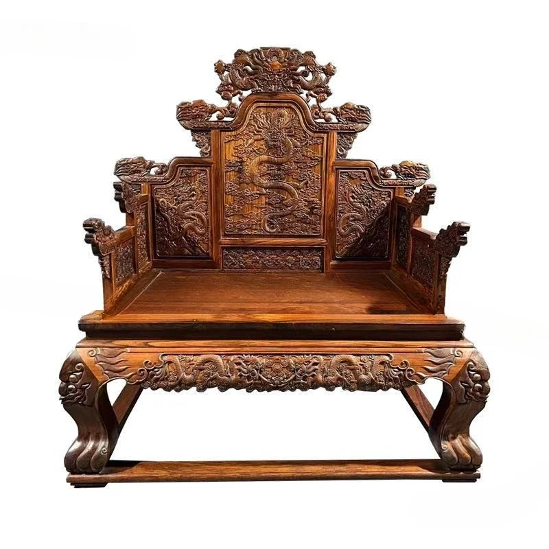 

Solid wood, carved dragon, throne, throne, imperial chair, Ming and Qing Dynasties, antique