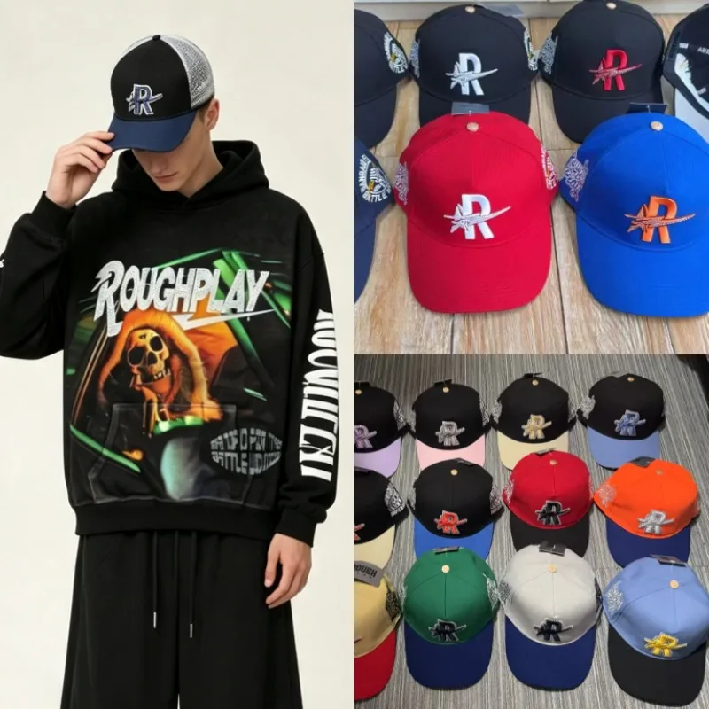 2026 New Rough Play Unisex Baseball Cap Front R Star Rhinestone Embroidery Side Pattern Snapback Cap