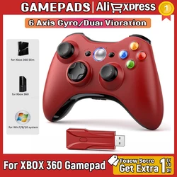 Wireless For Xbox 360 Controller Xbox 360 Slim/Elite/Winodow/PC Video Game Gamepad 6axis Joystick Dual Vibration 2.4G Gaming