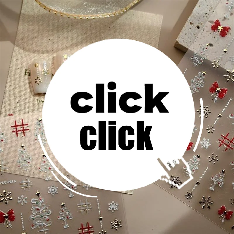 Cute Christmas Style White Christmas Tree Snowflake Nail Art Stickers Red Bow Nail Art Print Embossed Sticker Festive Nail Decor