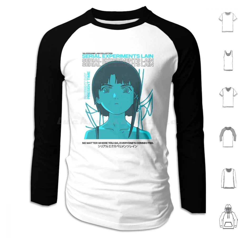 Serial Experiments Lain Aesthetic Retro Hoodie cotton Long Sleeve Serial Experiments Lain Science Fiction Anime Anime