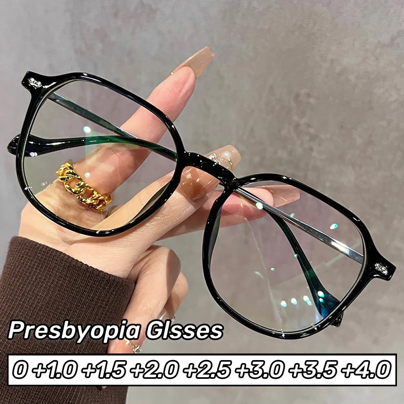 

Ultra Lightweight Black Frame Reading Glasses Large Frame Transparent Presbyopia Glasses Anti Blue Light High-definition Glasses