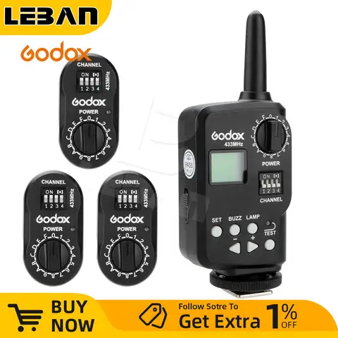 Godox Ft-16 Trigger 16 Channels Wireless Remote Flash Trigger 1x Transmitter + 3x Receiver for DE/SK/QT/QS Series