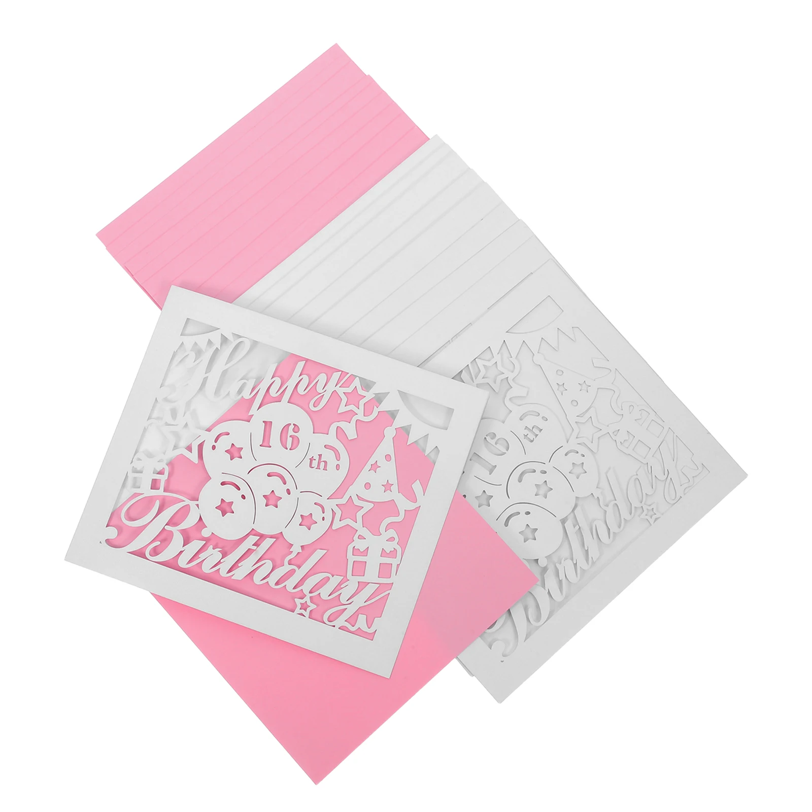 

10 Sets Hollow Birthday Card Greeting Envelope 16th Cards for Students Bulk Blank