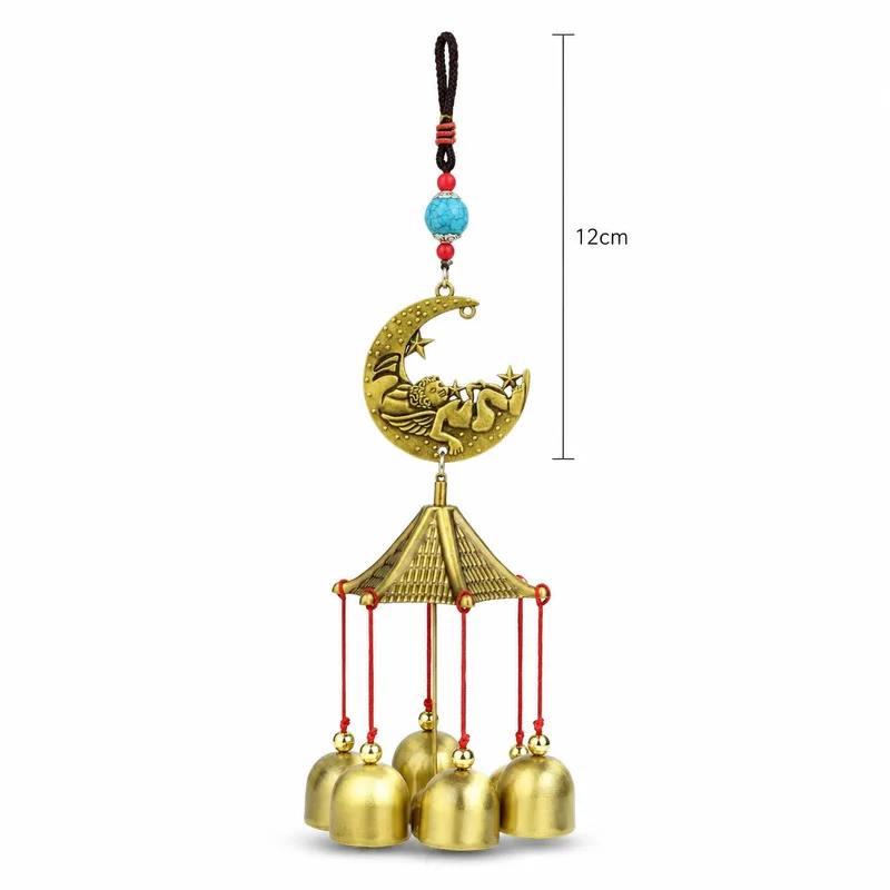 Ancient- Ornament, Creative Single-Layer Alloy Bell, Moon-Shaped Wind Chime, Ethnic-Style Garden And Courtyard D