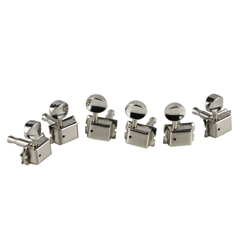 FLEOR Set of Nickel Silver 6-in-line Vintage Electric Guitar Machine Heads Tuners Tuning Keys Pegs 6R Guitar Accessories