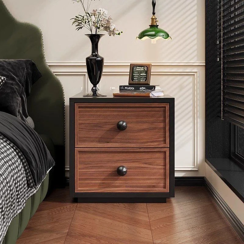 Vintage-style steel nightstand, bedroom small cabinet, home vintage sofa, and storage in the gap beside it