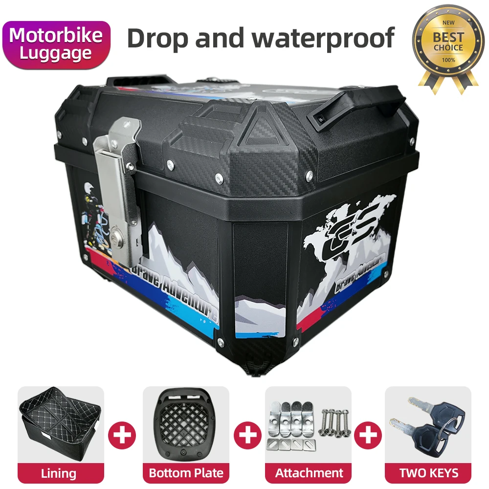 Motorcycle trunk 36L all black motorbike tail security anti-theft lock aviation waterproof large capacity motorbike boot top box