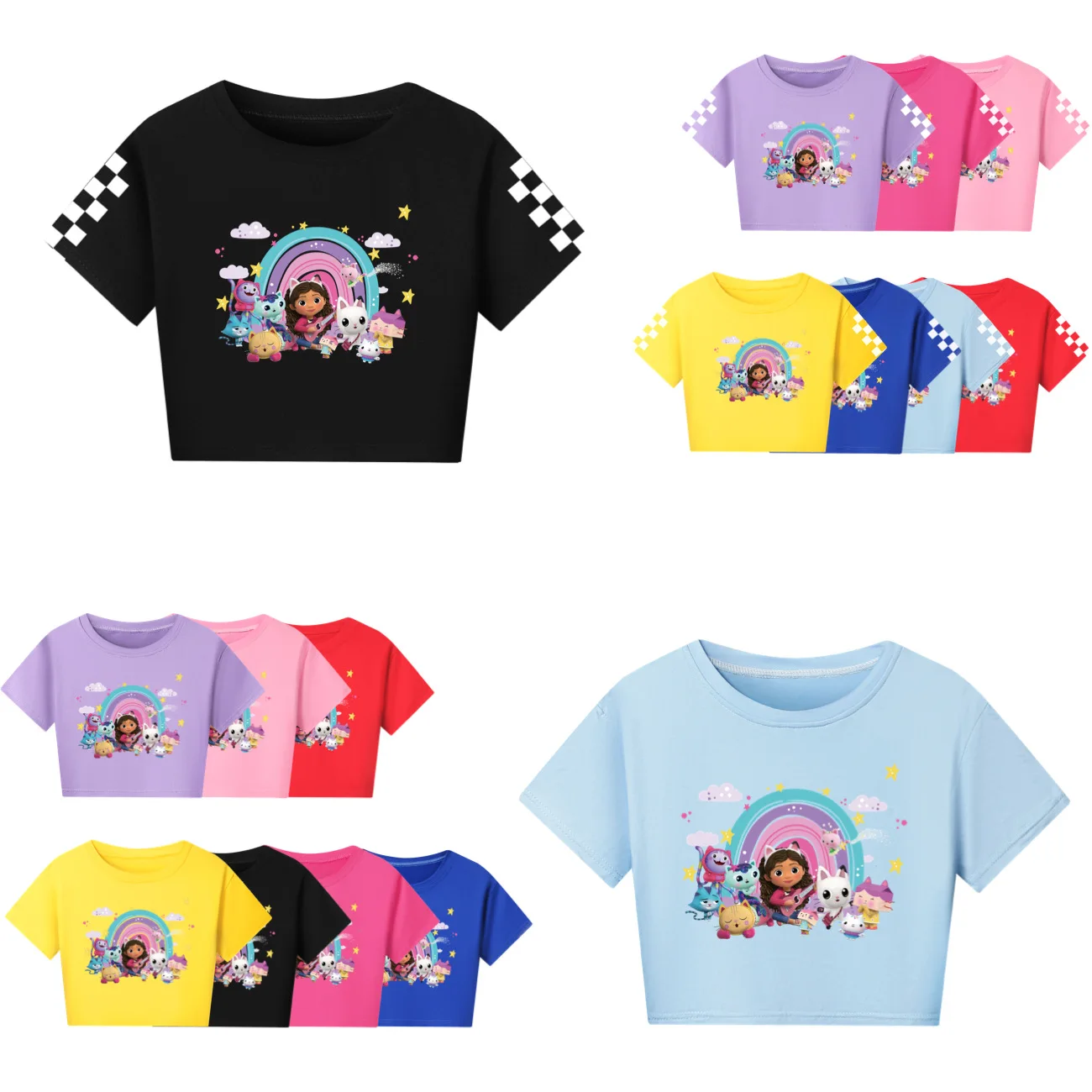 

New Cartoon Gabby Doolhouse T Shirt Kids Gabbys Cat Clothes Children Casual Short Sleeve Clothing Girls Yoga Running Sports Tops