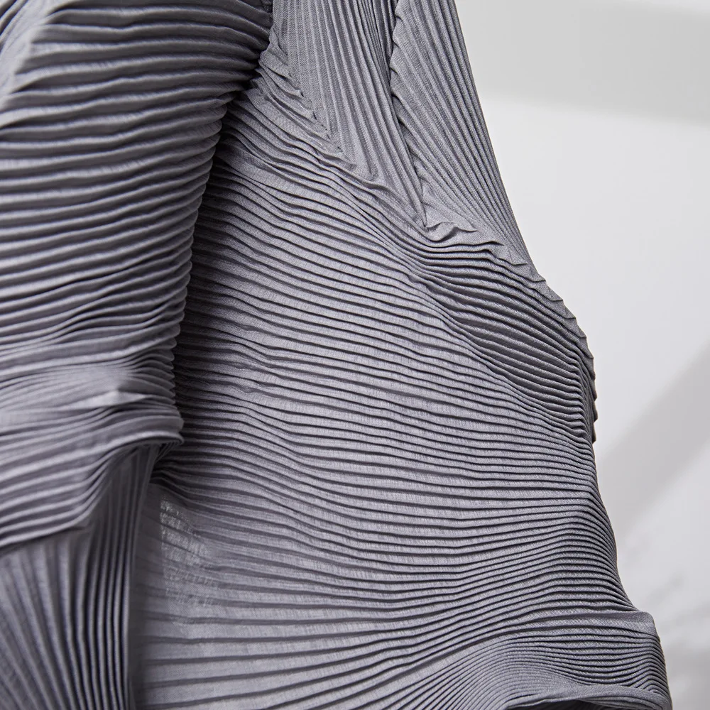 Miyake Pleated Solid Color Semi-skirt 2025 Summer New Irregular Pleated Half-body Skirt Women's Mid-length Bud Skirt