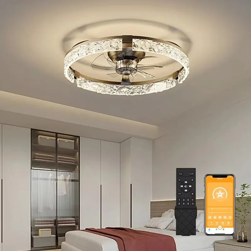 6-Speed Nordic Modern Style Light Emitting Diode Fan Light for Living Room and Bedroom with Remote Control and Application