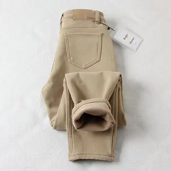 Kış kalınlaştırmak artı kadife Harlem kot kadın Streetwear yüksek bel sıcak kalem kovboy pantolon kore rahat Denim pantolon