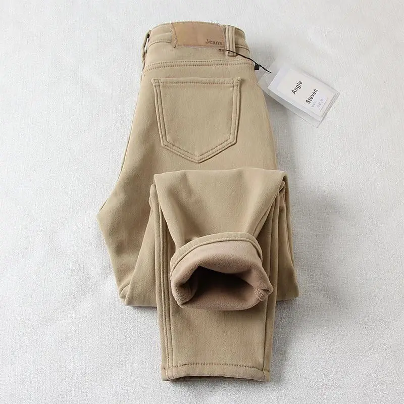 Zimowe zagęścić Plus aksamitne harlemowe jeansy damskie Streetwear wysokiej talii ciepłe ołówkowe kowbojskie spodnie koreańskie Casual Denim Trouser