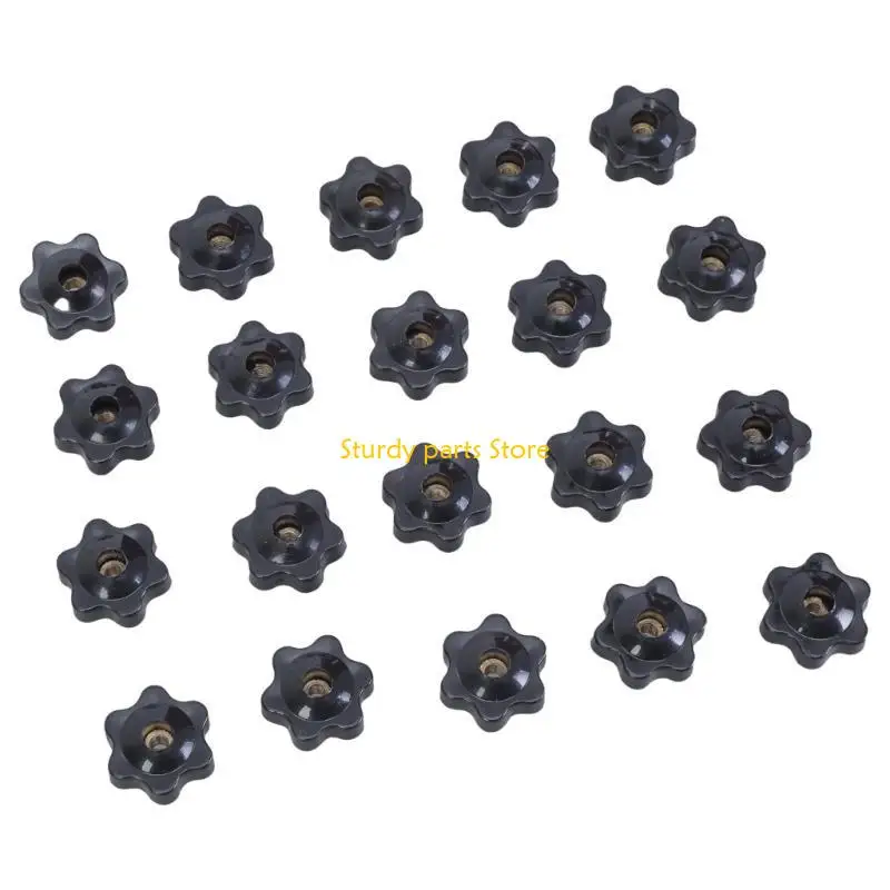97QC 20pcs Bentuk bintang Knurled Clamping Srupt-on Handle Clamping Knob Grip