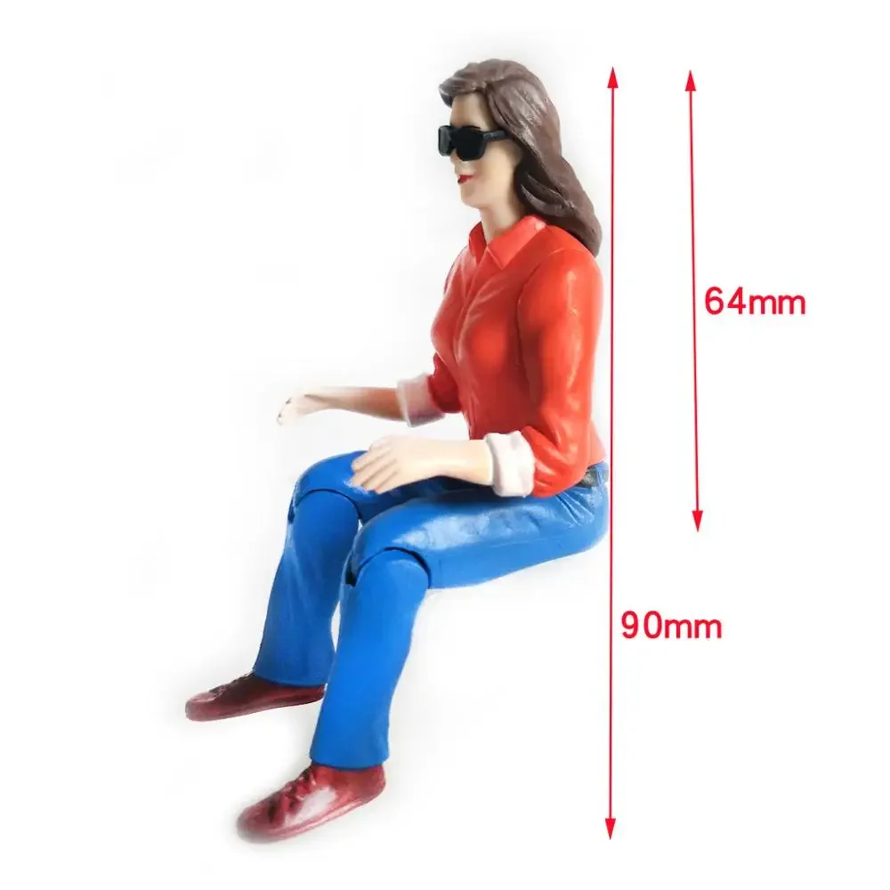 Female Driver Figure 64x80mm with Sunglasses For RC Truck Airplane Boat